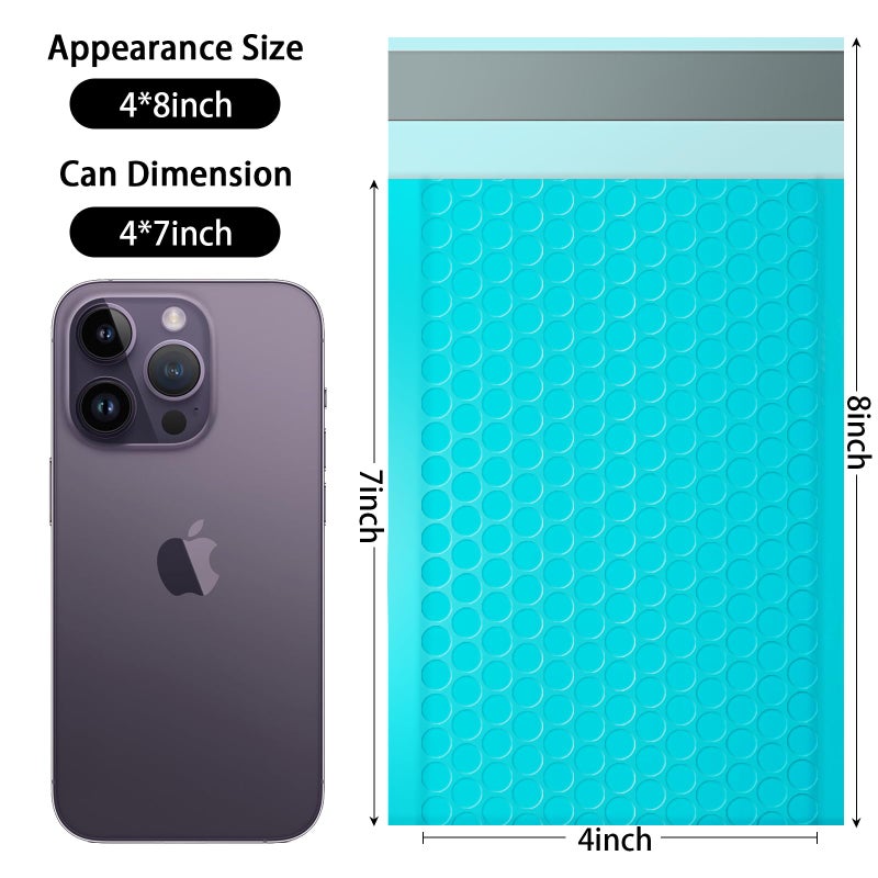 Dasen Bubble Mailers, 4x7 Inch Padded Bubble Mailers Pack of 100 Bubble Envelopes Opaque Self Seal Adhesive Waterproof Bags for Shipping and Packaging (Teal, 4x7-100Pc) - Image 2